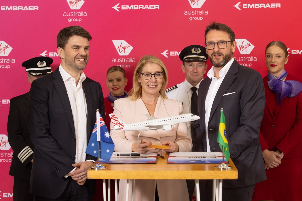 Signing Ceremony - Virgin Australia - E190-E2. Virgin Australia encomenda jatos da Embraer e promete cortar 30% das emissões